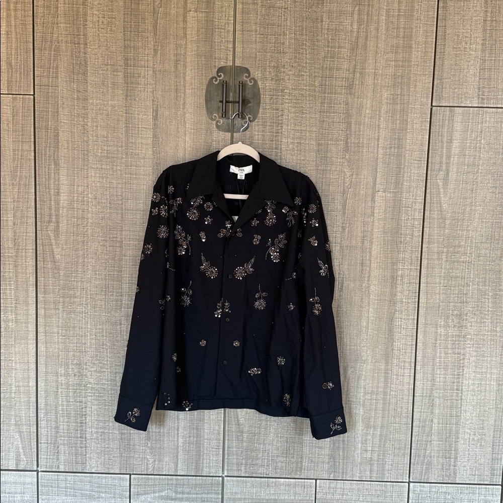 Zara Studio Limited Edition Flowy Sequined Shirt - Picture 10 of 17